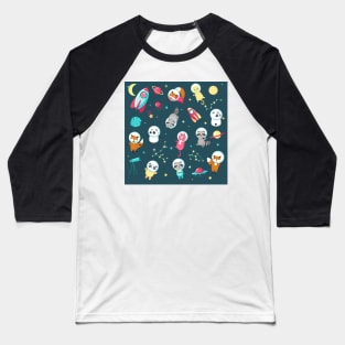 Woodland Animals in Space Baseball T-Shirt